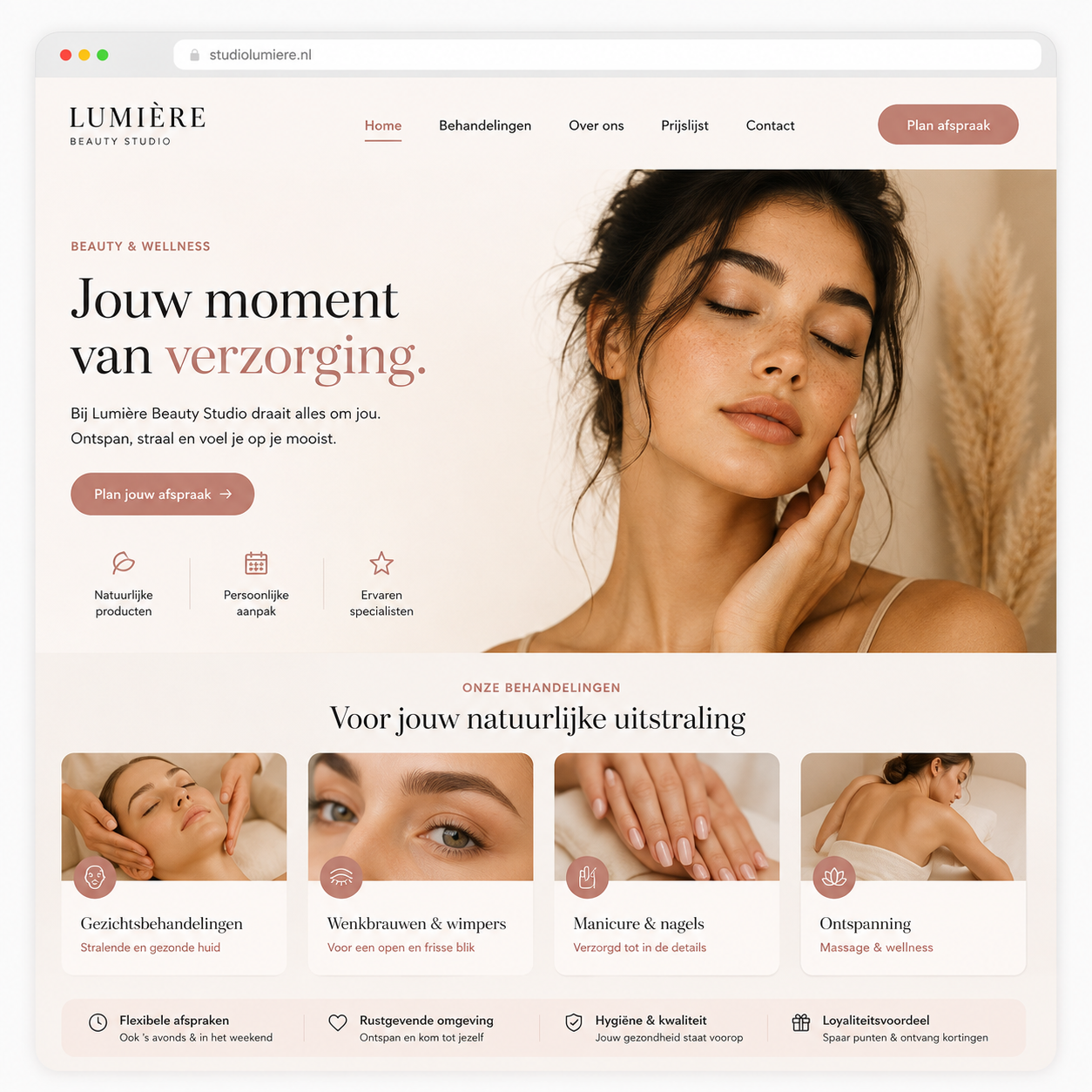 Lumière Beauty Studio — website concept door Webaanzet