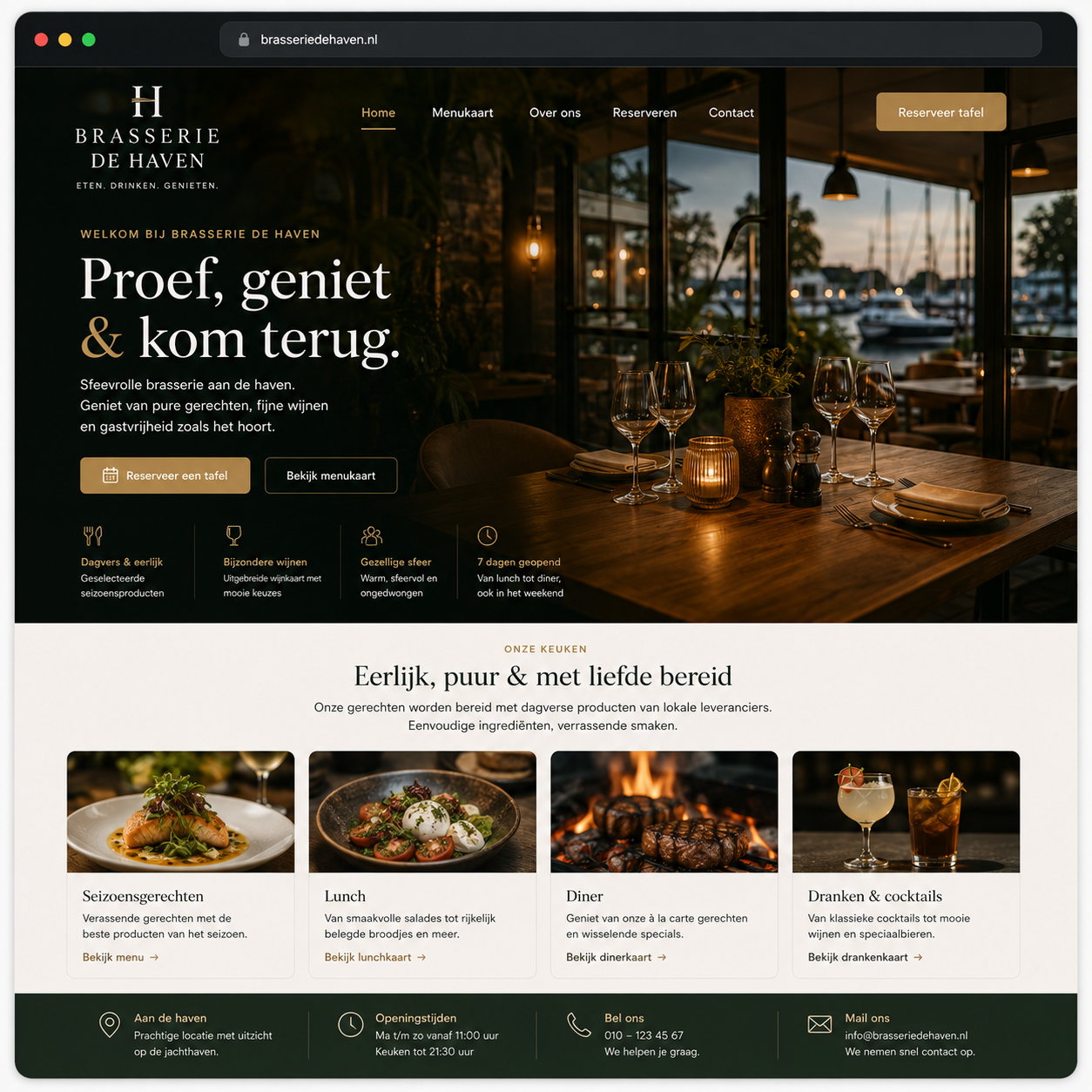 Brasserie De Haven — website concept door Webaanzet